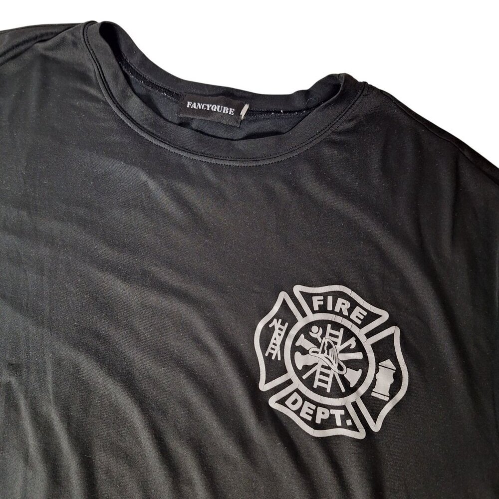 Fancyqube Fire Dept T Shirt Black Thin Red Line XL